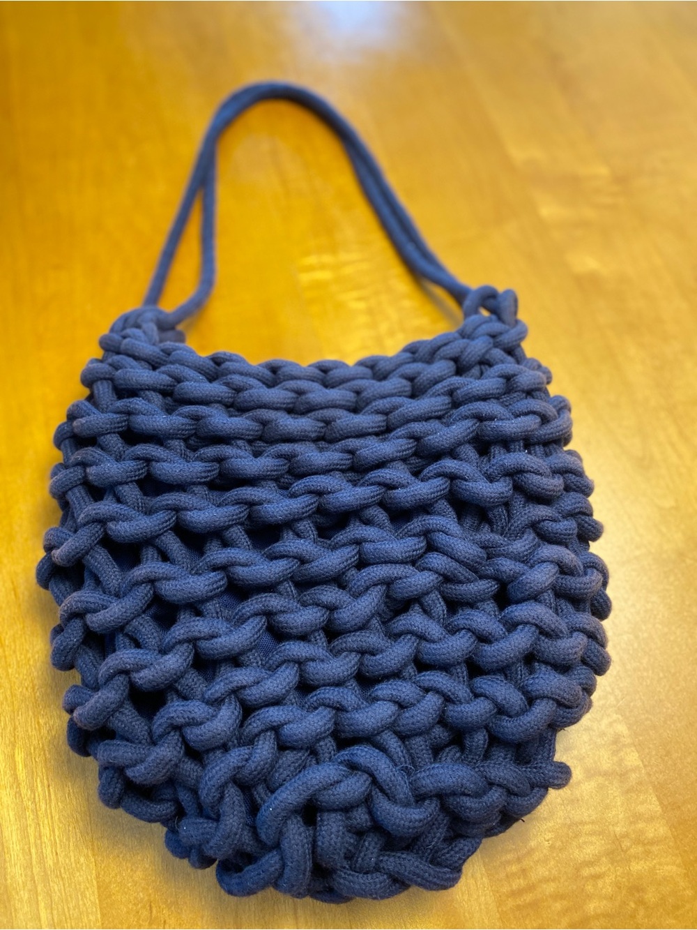 Alienina Ruth Bag -Handcrafted Navy Knit Rope Tote Bag - handmade in Italy